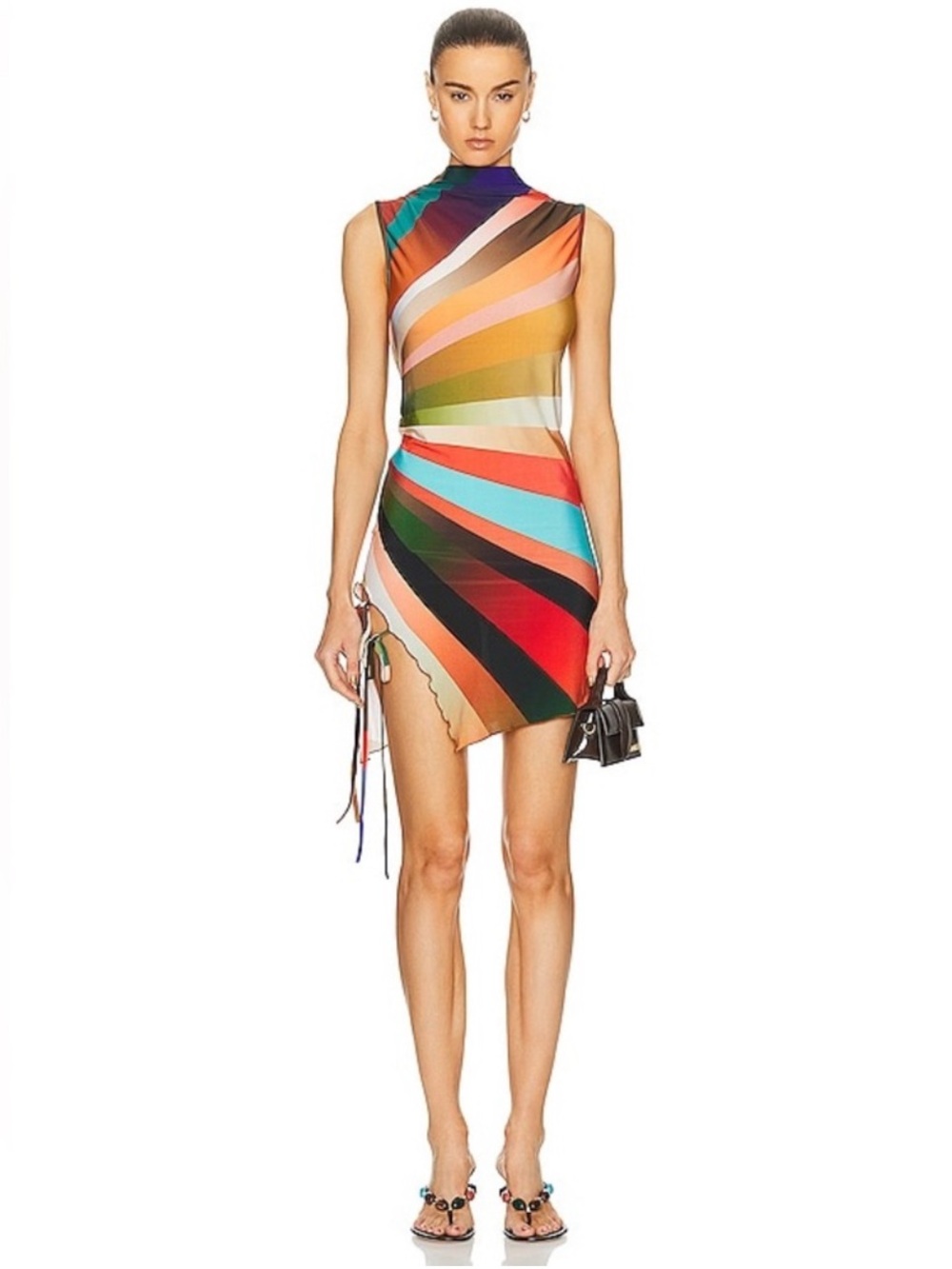 Siedres Nisha Sun-Ray Printed Side-Slit Detailed Dress